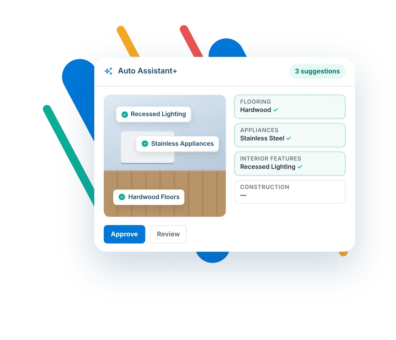 Auto Assistant+ interface suggesting listing fields detected from a listing photo